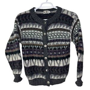Vintage Winona‎ Sweater Cardigan Women's Small Wool Blend Fair Isle USA Made GUC